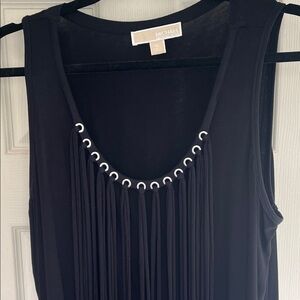 Michael Kors Black Fringe Sleeveless Top